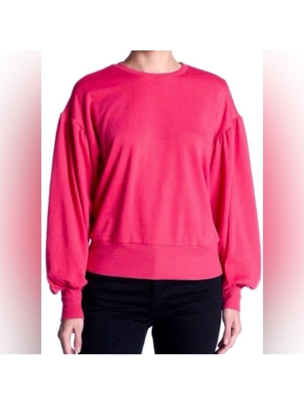 Romeo & Juliet Couture Bold Pink Crew Neck Sweatshirt Medium